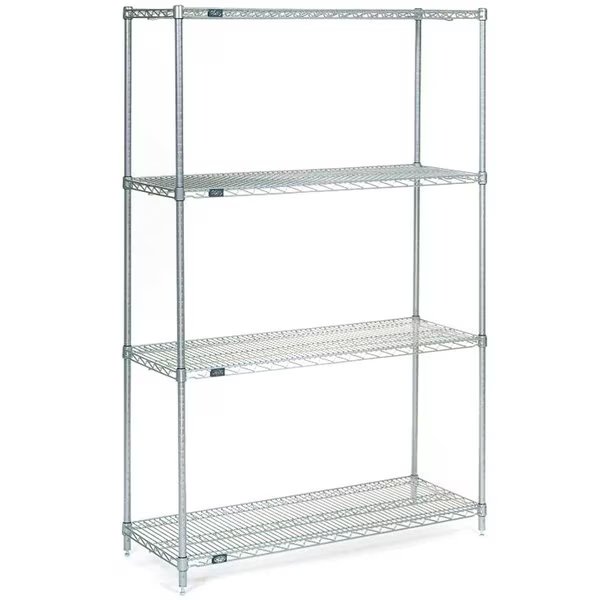 Stainless Steel, 5 Tier, Wire Shelving Starter Unit, 42W x 14D x 63H, Nexel, Mfr#: 14426S5